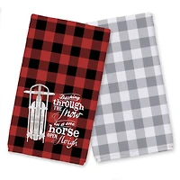 Open Sleigh Buffalo Print Tea Towels - Set of 2