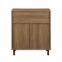 Walker Edison English Oak Mesh Metal Accent Cabinet