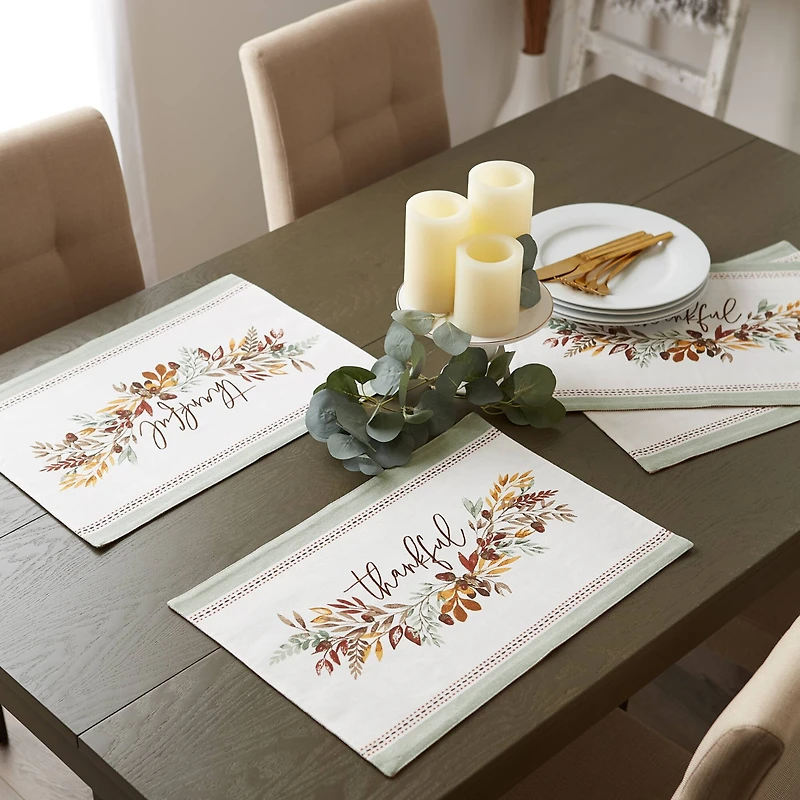 DII® Thanksgiving Autumn Fall Leaves Reversible Placemats, 4ct.