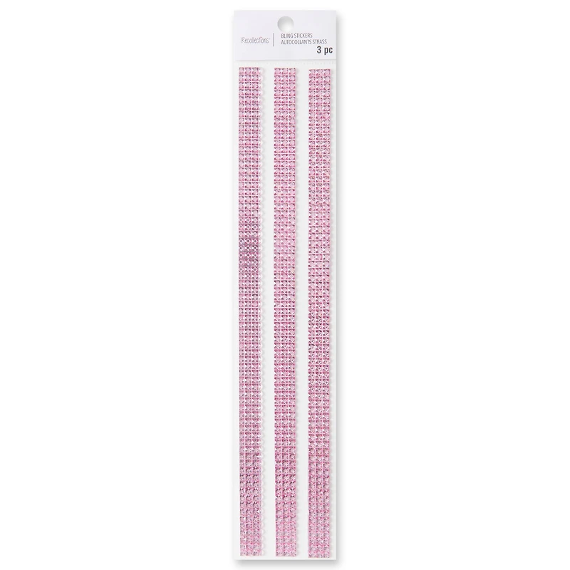 12 Packs: 3 ct. (36 total) Light Pink Border Bling Stickers by Recollections™