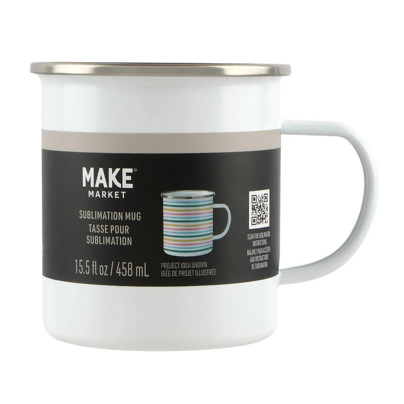 15.5oz. White Metal Sublimation Camping Mug by Make Market®