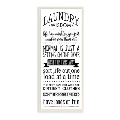 Stupell Industries Laundry Wisdom Sign Daily Life Cleaning Puns Wood Wall Plaque