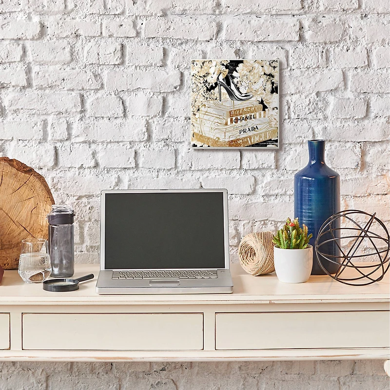 Stupell Industries Black & Gold Heels & Books Wall Plaque