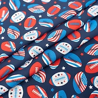 SINGER Flags on Footballs Printed Ringspun Cotton Fabric