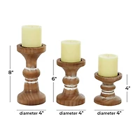 Brown Wood Farmhouse Candle Holder Set