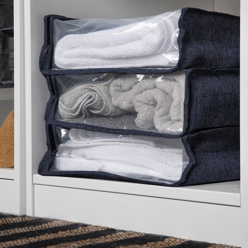 Household Essentials 16" Denim Blue Under the Bed Zippered Sweater Storage Bag, 3ct.