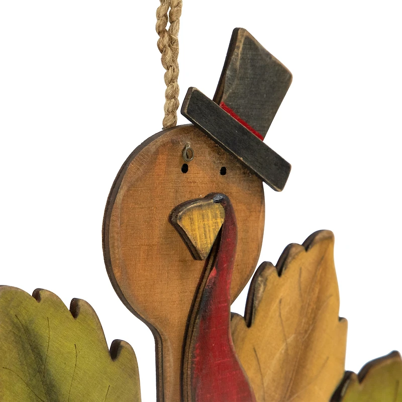 12" Turkey with Pumpkin Fall Harvest Hanging Decoration