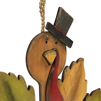 12" Turkey with Pumpkin Fall Harvest Hanging Decoration