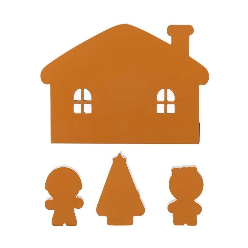 Glitzhome® Set of 4 Wooden Christmas Gingerbread House Table Decor