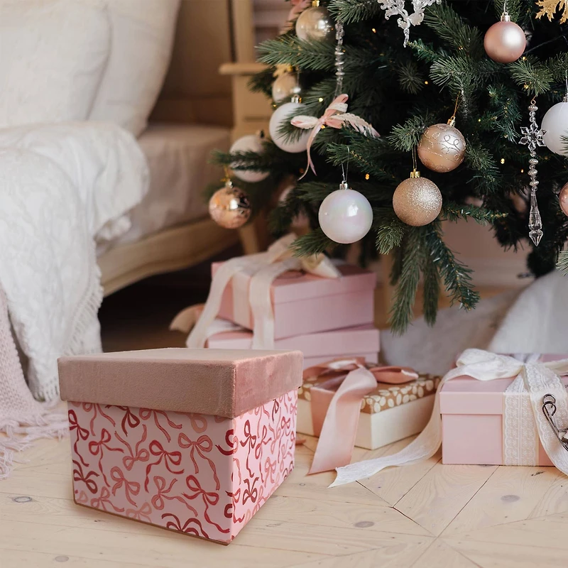 Large Holly Jolly Velvet Lid Gift Box by Ashland®