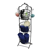 6 Pack: 4ft. Black Wire 3-Tier Basket with Removable Tilted Baskets