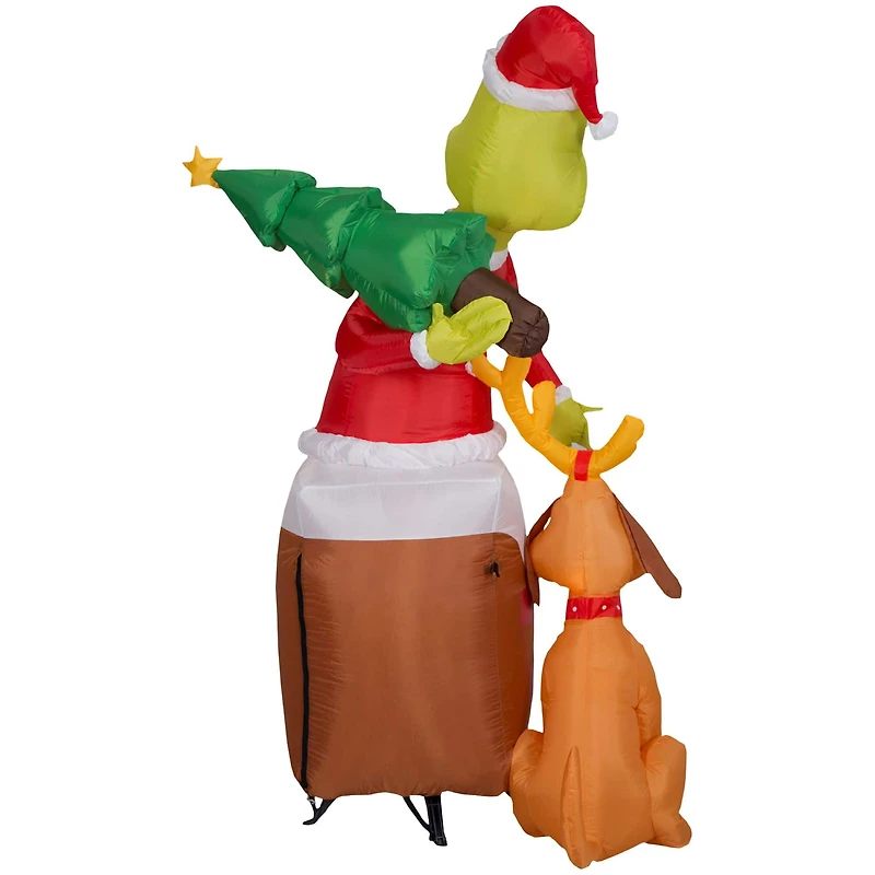 5.5ft. Airblown® Inflatable Christmas Grinch & Max Chimney Scene