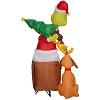 5.5ft. Airblown® Inflatable Christmas Grinch & Max Chimney Scene