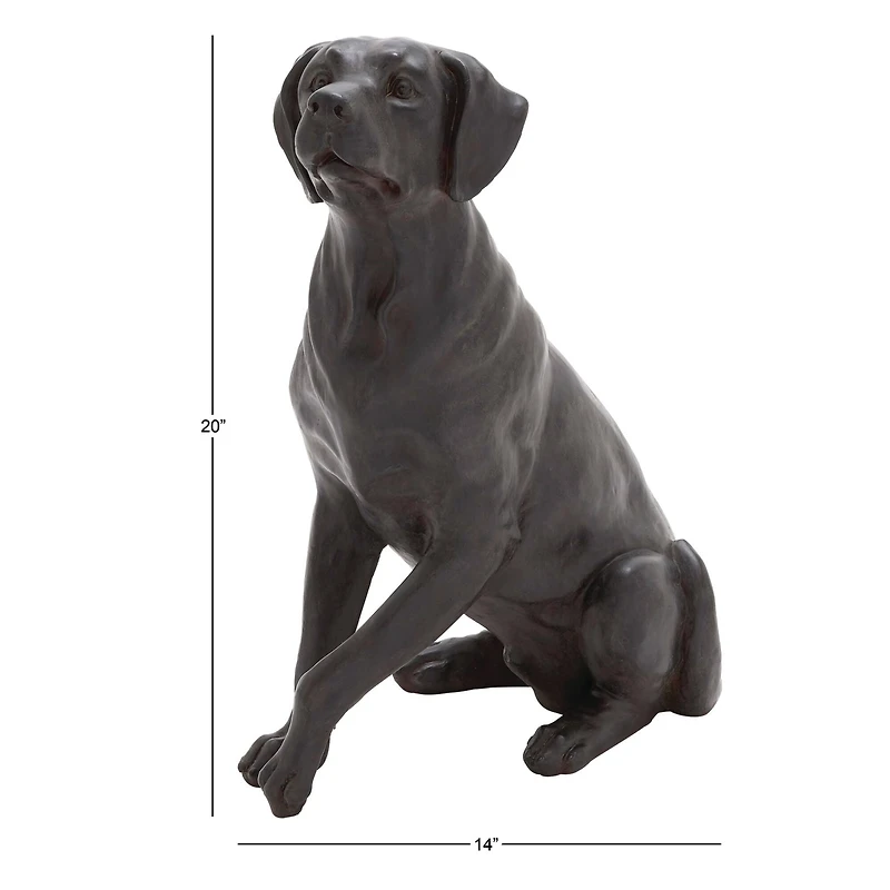 20" Brown Traditional Polystone Dog Sculpture