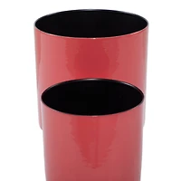 Red & Black Metal Modern Planter Set