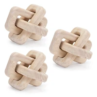 4.5" Oak Wood Square Link Decor Sculptures, 3ct.