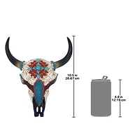 Design Toscano 10.5" Mystic Plains Warrior Faux Gem Encrusted Cow Skull Wall Sculpture