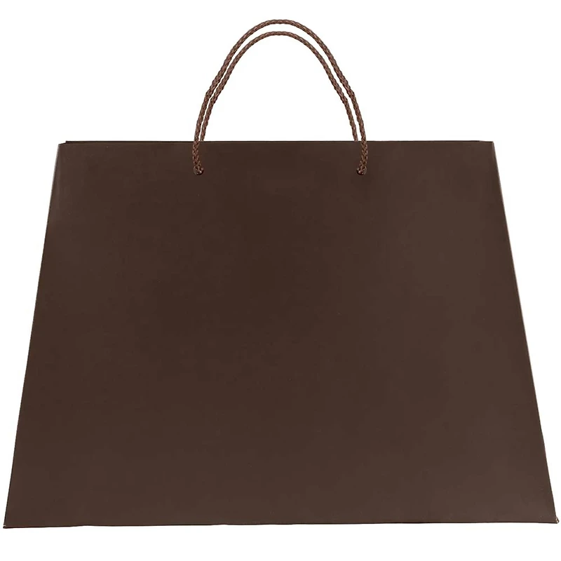 JAM Paper Matte Chocolate Brown Trapezoid Gift Bags with Rope Handles, 100ct.