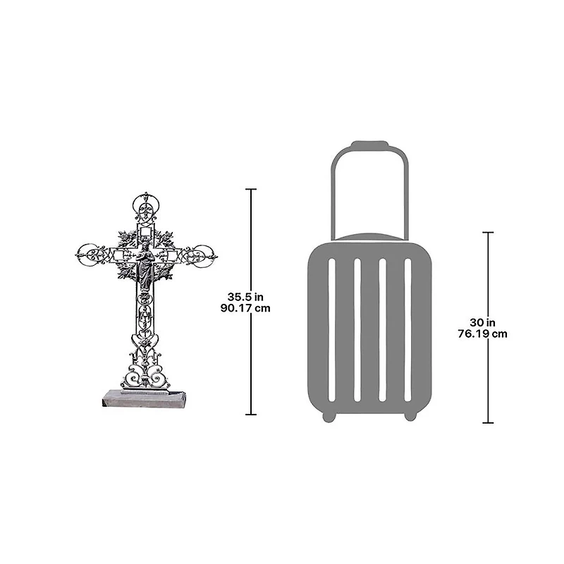 Design Toscano The Veneration: Our Lady of the Roses Iron Cross Statue