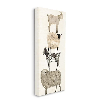 Stupell Industries Fun Stacked Sheep and Goats Farm Animals Canvas Wall Art
