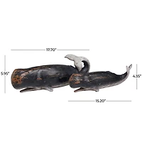 Black Distressed Whale Sculpture Set