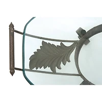 Brown Glass and Metal Traditional Serving Bowl, 10" x 23" x 14"