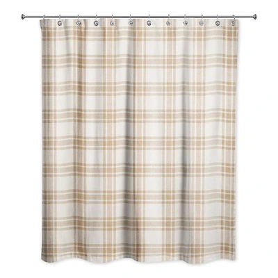 Orange Plaid Shower Curtain