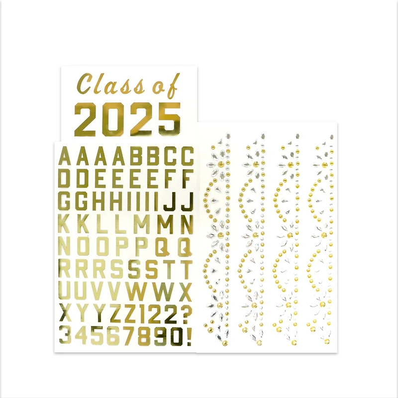 Gold Letters & Bling Graduation Cap Stickers by Recollections™