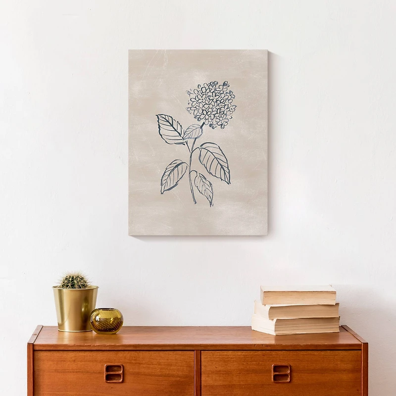 Blye Hydrangea Drawing 12" x 16" Canvas Wall Art