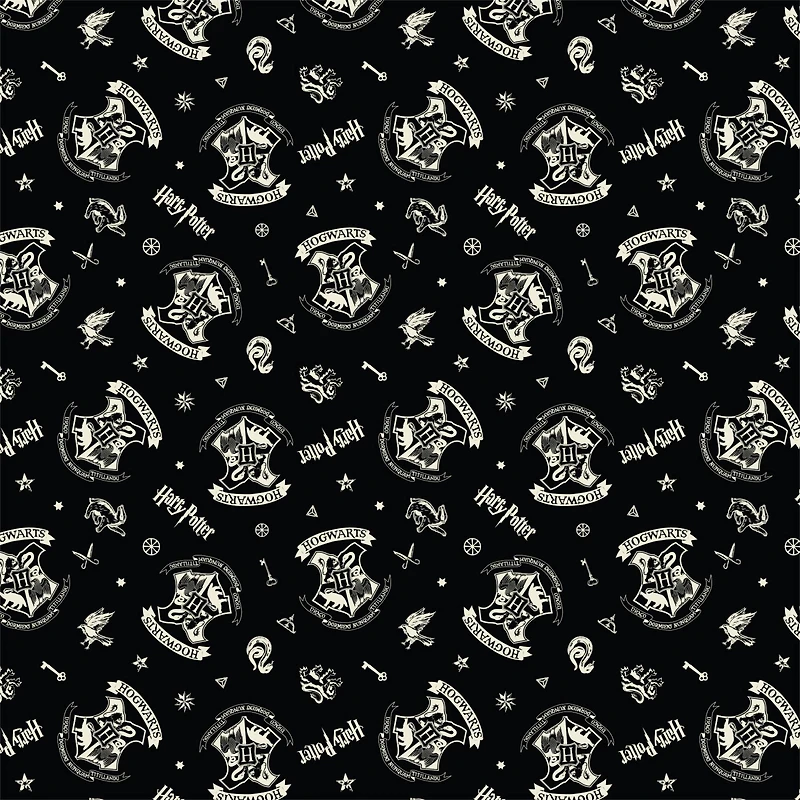 Harry Potter™ Black Tossed Icons Cotton Fabric