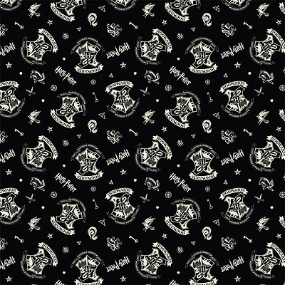 Harry Potter™ Black Tossed Icons Cotton Fabric