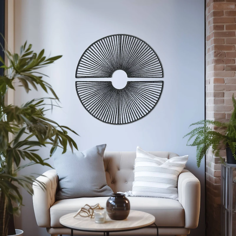 American Art Decor Twin Eclipses 2-Piece Black Paper Rope Wall Art - 30.25" x 30.25"