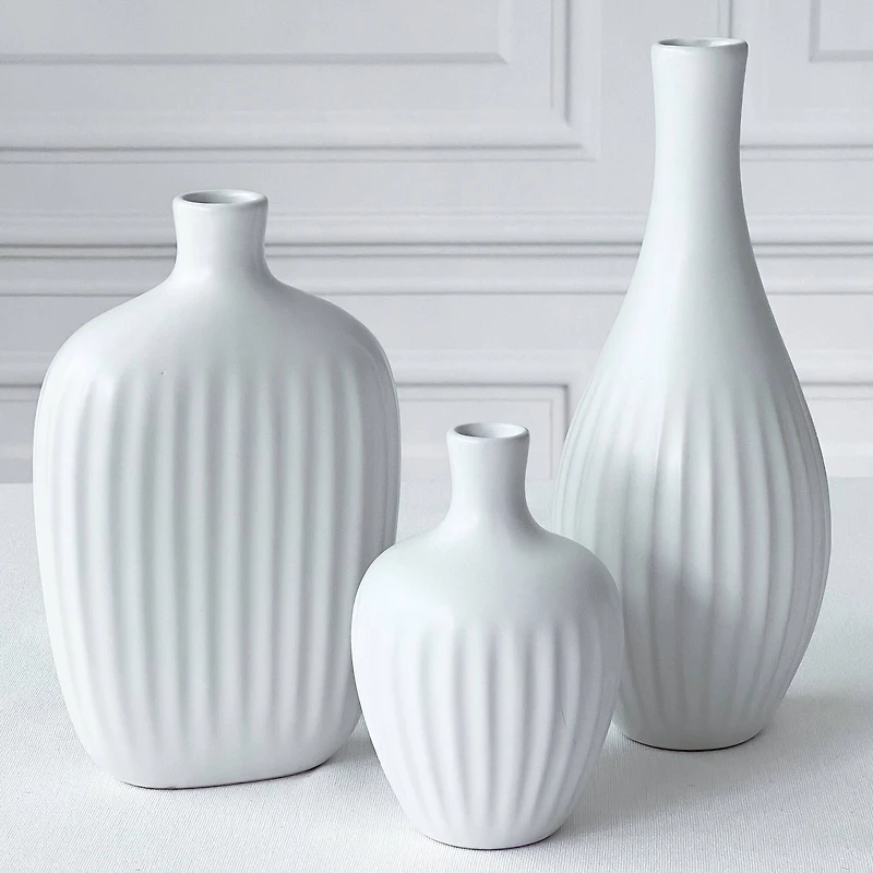 Kate Aspen® White Textured Ceramic Minimalist Vase Set