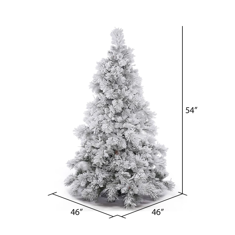 4.5ft. Unlit Flocked Alberta Pine with Pinecones Artificial Christmas Tree