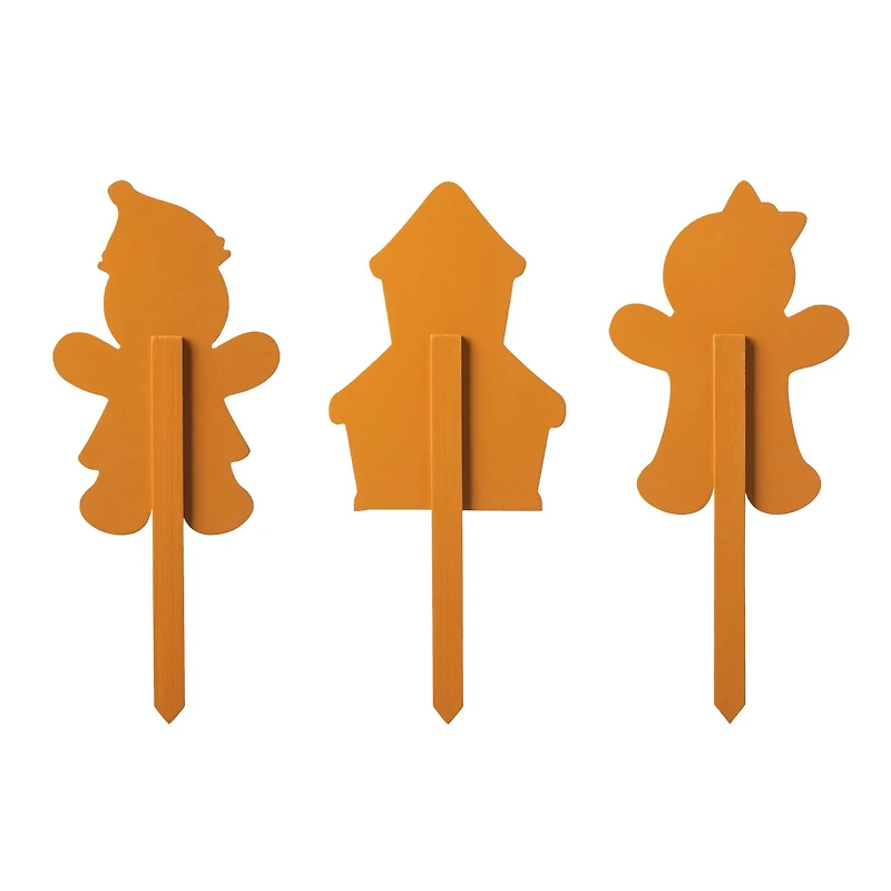 Glitzhome® Wooden Gingerbread Man Yard Stake Set