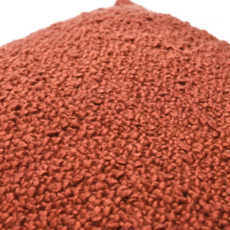 Hello Honey® 20'' Red Square Boucle Cotton Pillow Cover