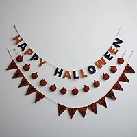 72" Handmade Wool Felt Pumpkin Garland with Embroidery