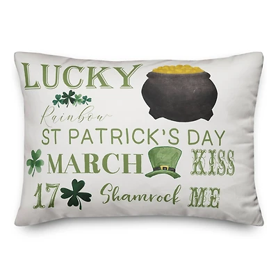 St. Patrick's Day Words 20" x 14" Throw Pillow