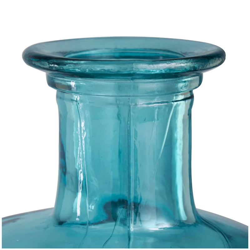 29" Teal Recycled Glass Tall Spanish Bottleneck Vase