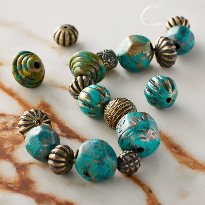 Brass Oxide & Patina Embossed Metal Round Beads by Bead Landing™