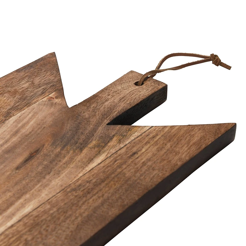 Hello Honey® 12" Natural Geometric Wood Cutting Board with Leather Tie