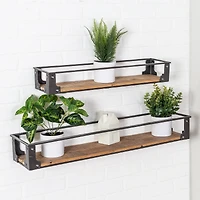 Honey Can Do Floating Decorative Metal & Wood Wall Shelves Set