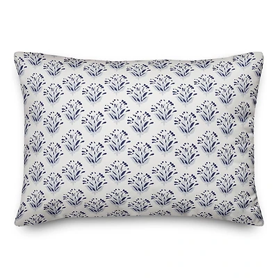 Blue Floral Pattern 14" x 20" Indoor / Outdoor Pillow