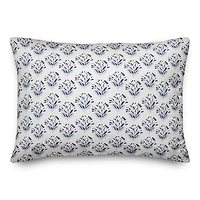 Blue Floral Pattern 14" x 20" Indoor / Outdoor Pillow