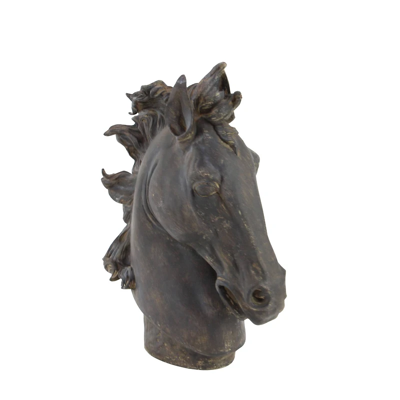 25" Brown Polystone Traditional Horse Sculpture