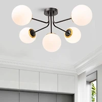 Hello Honey® 27.5" Sputnik Semi-Flush Mount Opal Glass Ceiling Light