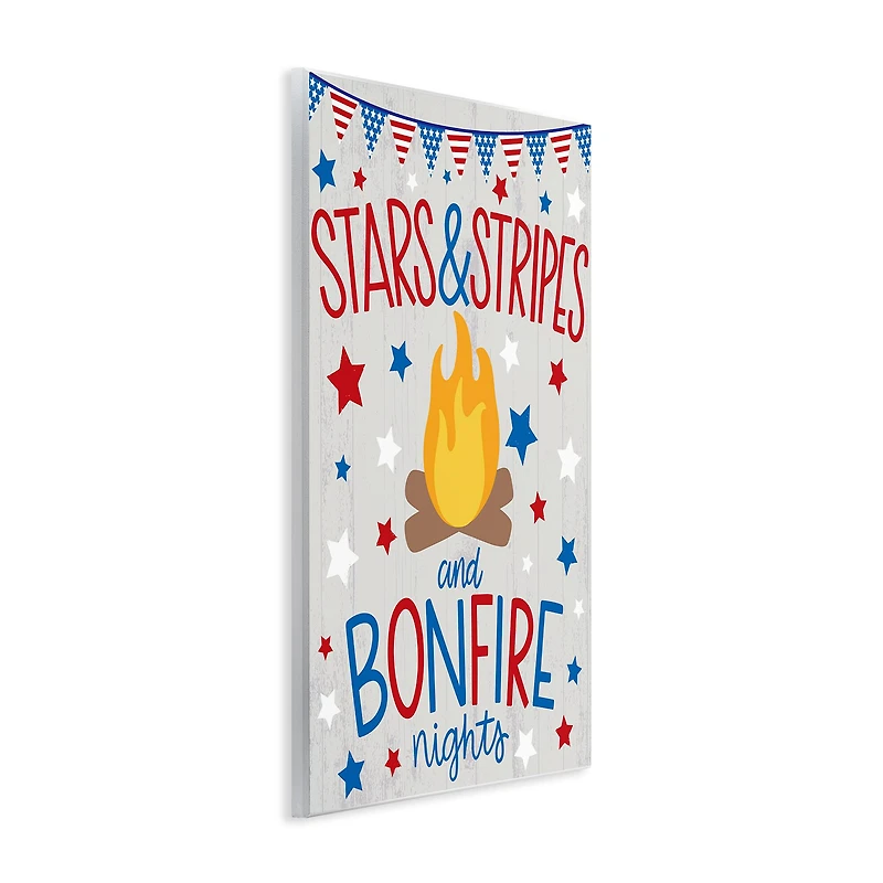 Stupell Industries Stars Stripes and Bonfire Phrase Nights Americana Pride Wall Plaque Art