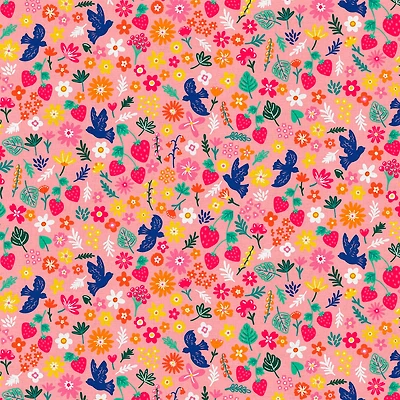 Fabric Editions Pink Spring Garden Cotton Fabric