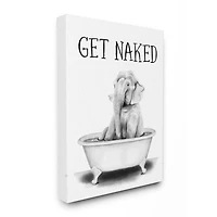 Stupell Industries Elephant Bathroom Humor Get Naked Phrase Animal Tub Canvas Wall Art