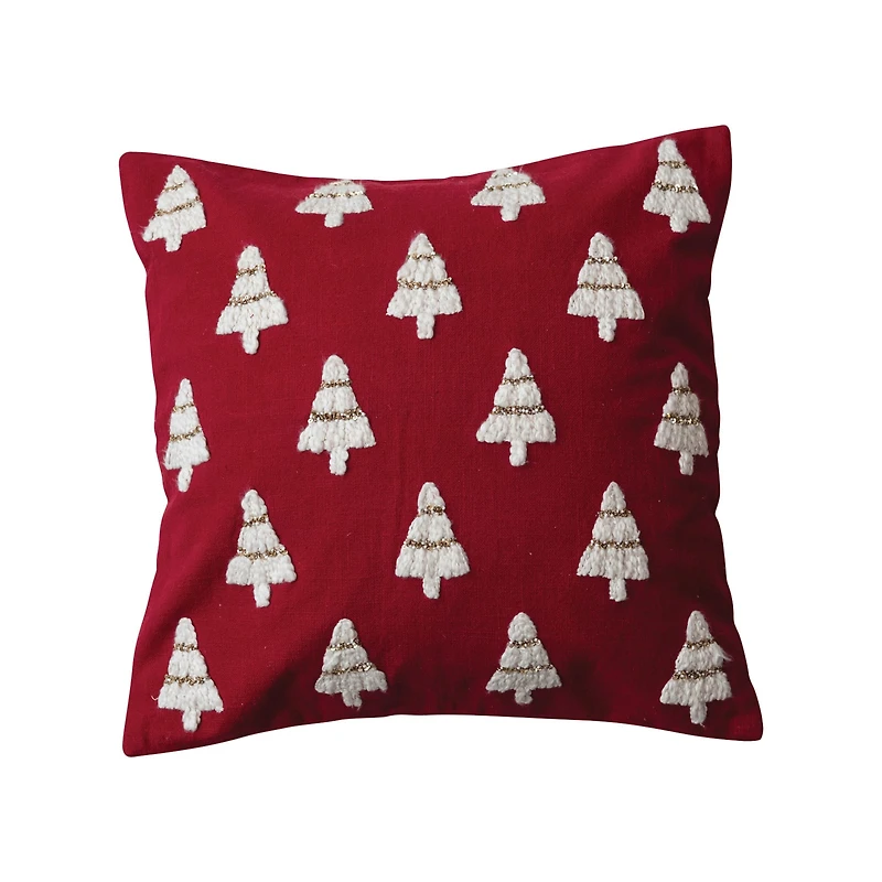 Hello Honey® 20" Red & White Christmas Tree Accent Pillow